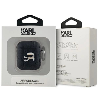 Karl Lagerfeld Monogram Karl  Choupette Head dėklas AirPods 1 / 2 - Juodas 2