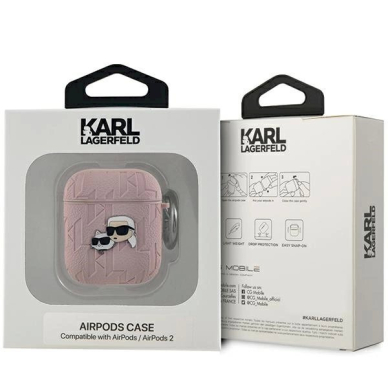 Karl Lagerfeld Monogram Karl  Choupette Head dėklas AirPods 1 / 2 - Rožinis 2