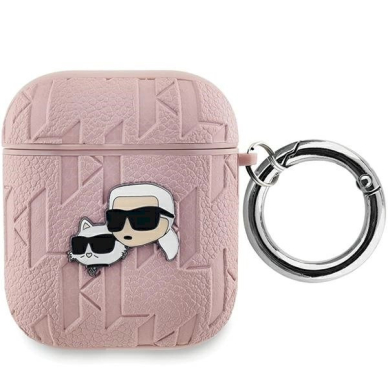 Karl Lagerfeld Monogram Karl  Choupette Head dėklas AirPods 1 / 2 - Rožinis