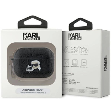 Karl Lagerfeld Monogram Karl  Choupette Head dėklas AirPods Pro 2 - Juodas 3