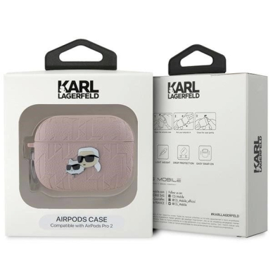 Karl Lagerfeld Monogram Karl  Choupette Head dėklas AirPods Pro 2 - Rožinis 3