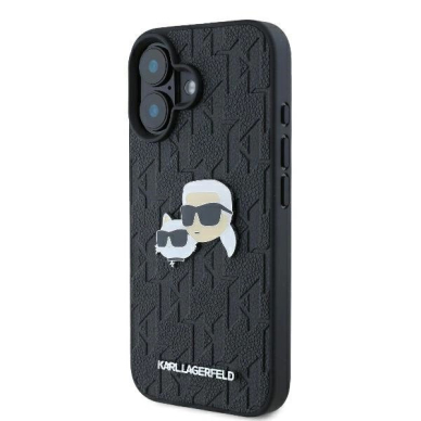 Dėklas Karl Lagerfeld Monogram Karl  Choupette Head Pin iPhone 16  - Juodas 1