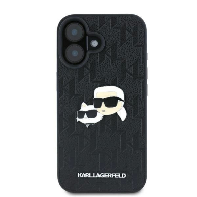 Dėklas Karl Lagerfeld Monogram Karl  Choupette Head Pin iPhone 16  - Juodas 2