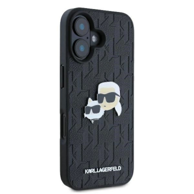 Dėklas Karl Lagerfeld Monogram Karl  Choupette Head Pin iPhone 16  - Juodas 3