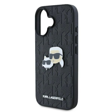 Dėklas Karl Lagerfeld Monogram Karl  Choupette Head Pin iPhone 16  - Juodas 5