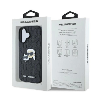 Dėklas Karl Lagerfeld Monogram Karl  Choupette Head Pin iPhone 16  - Juodas 7