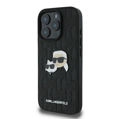 Dėklas Karl Lagerfeld Monogram Karl  Choupette Head Pin iPhone 16 Pro  - Juodas 1