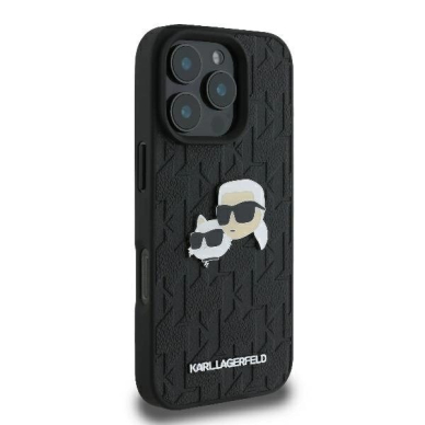 Dėklas Karl Lagerfeld Monogram Karl  Choupette Head Pin iPhone 16 Pro  - Juodas 3