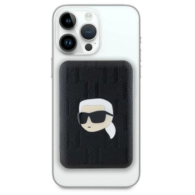 Dėklas Karl Lagerfeld Powerbank inductive KLPB5FPGKSKIHK 16W 5000mAh Juodas/Juodas Karl Head Pin MagSafe 1