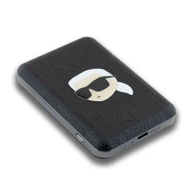 Dėklas Karl Lagerfeld Powerbank inductive KLPB5FPGKSKIHK 16W 5000mAh Juodas/Juodas Karl Head Pin MagSafe 3