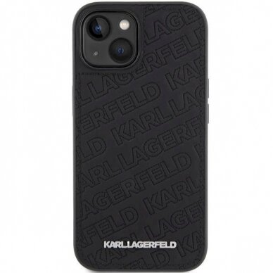 Originalus Karl Lagerfeld Dėklas Quilted K Pattern dėklas skirtas iPhone 15 Plus / 14 Plus - Juodas 2