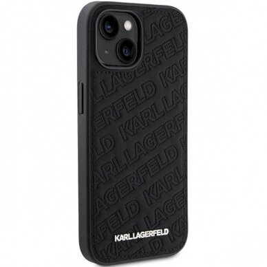 Originalus Karl Lagerfeld Dėklas Quilted K Pattern dėklas skirtas iPhone 15 Plus / 14 Plus - Juodas 3