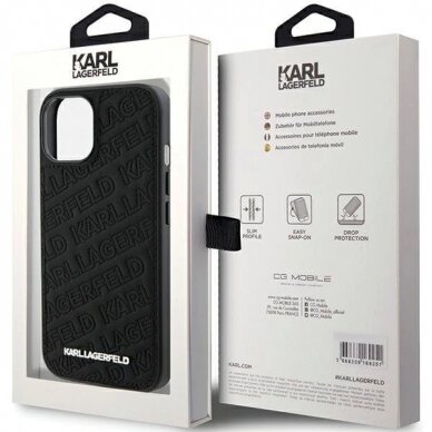 Originalus Karl Lagerfeld Dėklas Quilted K Pattern dėklas skirtas iPhone 15 Plus / 14 Plus - Juodas 7