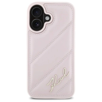 Dėklas Karl Lagerfeld Quilted Signature iPhone 16  - Rožinis 2