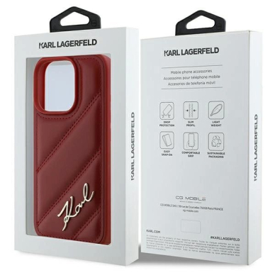 Dėklas Karl Lagerfeld Quilted Signature iPhone 16 Pro  - raudonas 7