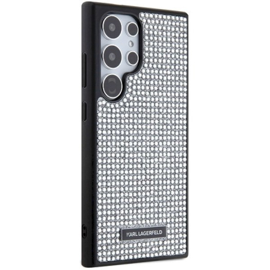 Originalus Karl Lagerfeld Dėklas Rhinestone Metal LogoSamsung Galaxy S24 Ultra - Sidabrinis 3