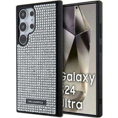 Originalus Karl Lagerfeld Dėklas Rhinestone Metal LogoSamsung Galaxy S24 Ultra - Sidabrinis