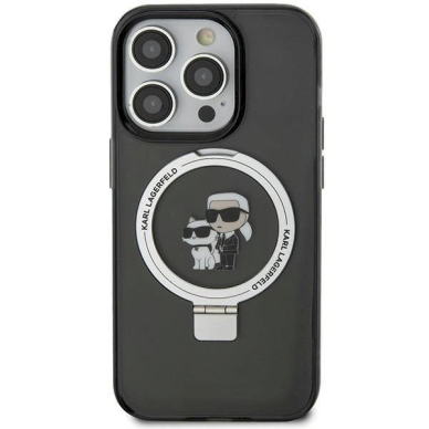 Karl Lagerfeld Ring Stand Karl&Choupette MagSafe dėklas skirtas iPhone 11 / Xr - Juodas