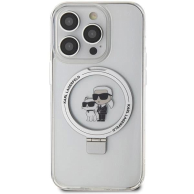 Karl Lagerfeld Ring Stand Karl&Choupette MagSafe dėklas skirtas iPhone 13 Pro Max - Baltas 2