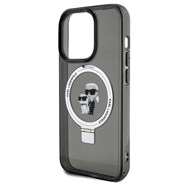 Karl Lagerfeld Ring Stand Karl&Choupette MagSafe dėklas skirtas iPhone 14 Pro - Juodas 5