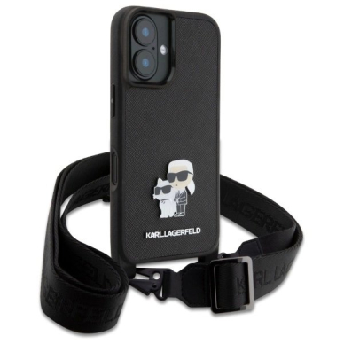 Dėklas Karl Lagerfeld Saffiano KarlChoupette Metal Pin CBDY Strap iPhone 16  - Juodas 2