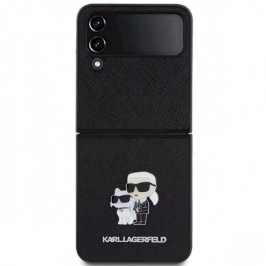 Dėklas Karl Lagerfeld Saffiano Karl&Choupette Pin case for Samsung Galaxy Z Flip 4 - Juodas 1