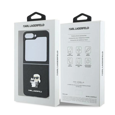 Karl Lagerfeld Saffiano Metal Pin Dėklas Samsung Galaxy Z Flip 6 - juodas 7