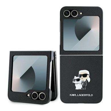 Karl Lagerfeld Saffiano Metal Pin Dėklas Samsung Galaxy Z Flip 6 - juodas