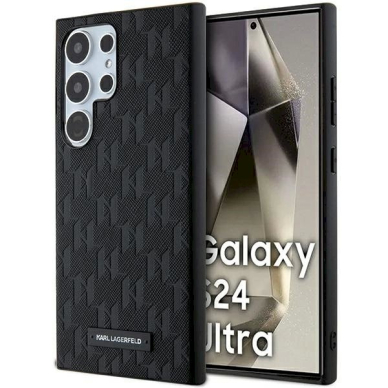 Karl Lagerfeld Saffiano Mono Metal Logo dėklas Samsung Galaxy S24 Ultra - Juodas