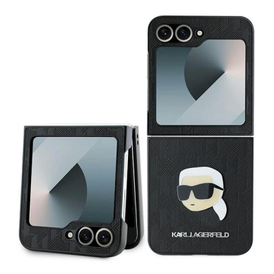 Karl Lagerfeld Saffiano Monogram Dėklas Samsung Galaxy Z Flip 6 - juodas