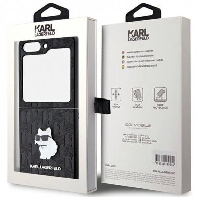 Dėklas Karl Lagerfeld Saffiano Monogram Choupette Pin case for Samsung Galaxy Z Flip 5 - Juodas 7