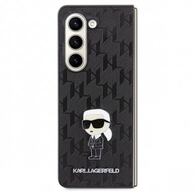 Karl Lagerfeld Saffiano Monogram Ikonik Pin dėklas skirtas Samsung Galaxy Z Fold 5 - Juodas 1