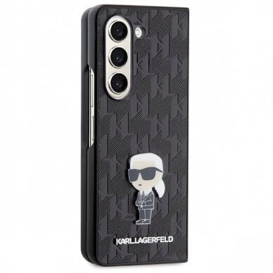 Karl Lagerfeld Saffiano Monogram Ikonik Pin dėklas skirtas Samsung Galaxy Z Fold 5 - Juodas 4