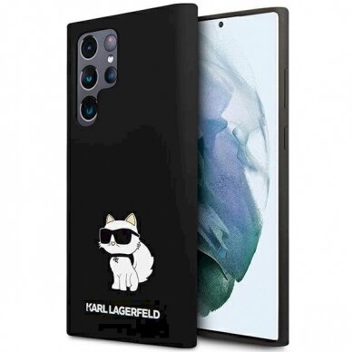 Karl Lagerfeld Silicone Choupette dėklas Samsung Galaxy S24 Ultra - Juodas