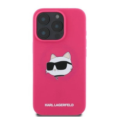 Karl Lagerfeld Silicone Choupette Head MagSafe iPhone 16 Pro Dėklas - Rožinis 2