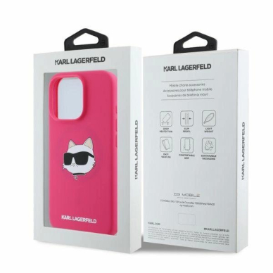 Karl Lagerfeld Silicone Choupette Head MagSafe iPhone 16 Pro Dėklas - Rožinis 3