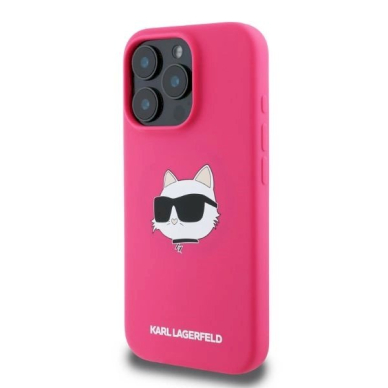 Karl Lagerfeld Silicone Choupette Head Print MagSafe iPhone 16 Pro Max Case - Fuchsia 2