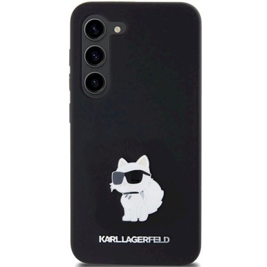 Originalus Karl Lagerfeld Dėklas Silicone Choupette Metal PinSamsung Galaxy S23 - Juodas 2