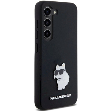 Originalus Karl Lagerfeld Dėklas Silicone Choupette Metal PinSamsung Galaxy S23 - Juodas 3