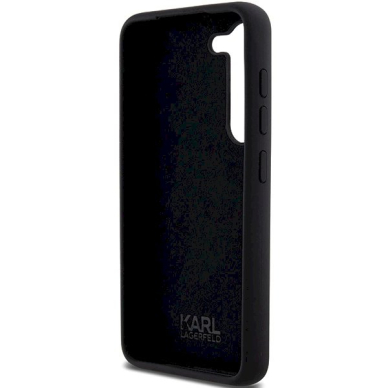 Originalus Karl Lagerfeld Dėklas Silicone Choupette Metal PinSamsung Galaxy S23 - Juodas 6