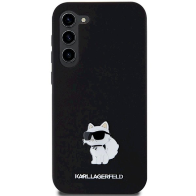 Originalus Karl Lagerfeld Dėklas Silicone Choupette Metal PinSamsung Galaxy S23+ - Juodas 2