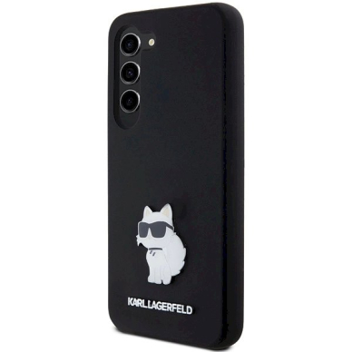 Originalus Karl Lagerfeld Dėklas Silicone Choupette Metal PinSamsung Galaxy S23 - Juodas 1