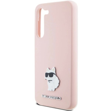 Originalus Karl Lagerfeld Dėklas Silicone Choupette Metal PinSamsung Galaxy S23 - Rožinis 5