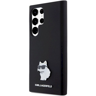 Originalus Karl Lagerfeld Dėklas Silicone Choupette Metal PinSamsung Galaxy S23 Ultra - Juodas 1