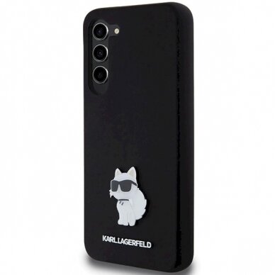 Karl Lagerfeld Silicone Choupette Metal Pin dėklas Samsung Galaxy S24+ - Juodas 1