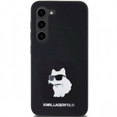 Karl Lagerfeld Silicone Choupette Metal Pin dėklas Samsung Galaxy S24 - Juodas 2