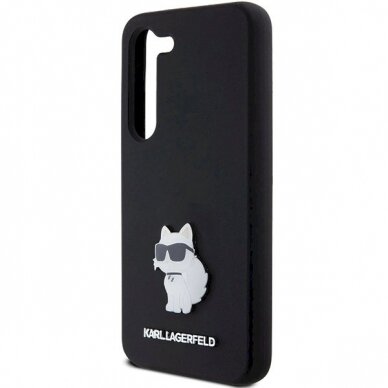 Karl Lagerfeld Silicone Choupette Metal Pin dėklas Samsung Galaxy S24 - Juodas 5