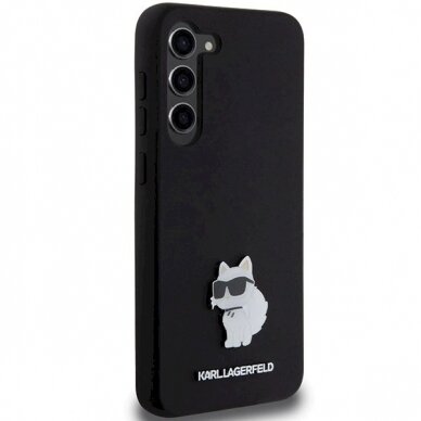 Karl Lagerfeld Silicone Choupette Metal Pin dėklas Samsung Galaxy S24+ - Juodas 3