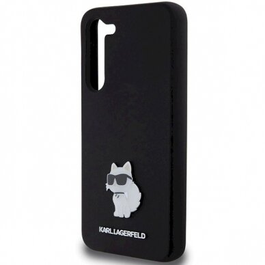 Karl Lagerfeld Silicone Choupette Metal Pin dėklas Samsung Galaxy S24+ - Juodas 5