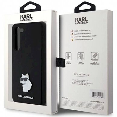 Karl Lagerfeld Silicone Choupette Metal Pin dėklas Samsung Galaxy S24+ - Juodas 7